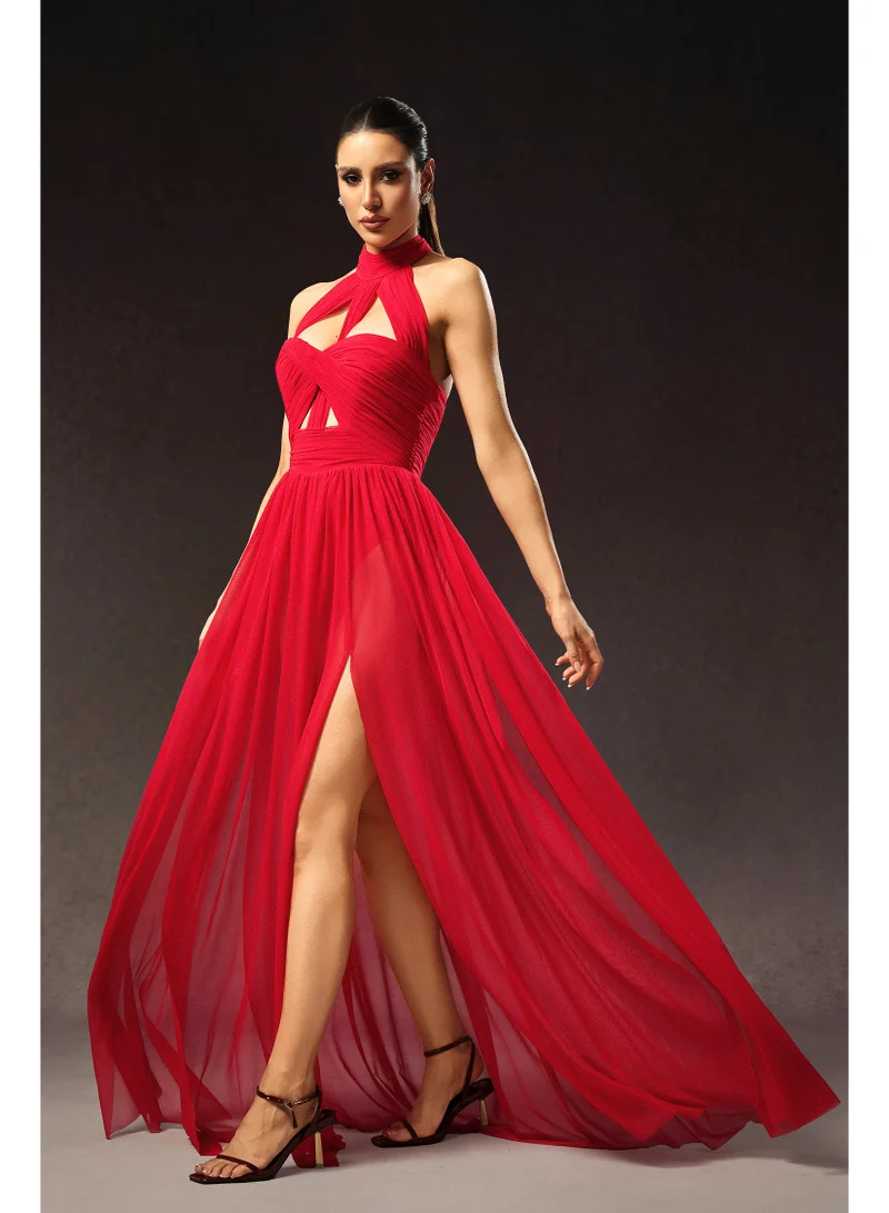 Bella Barnett  Tesare Halter Sleeveless Hollow Out Maxi Dress for Women | Best Price UAE